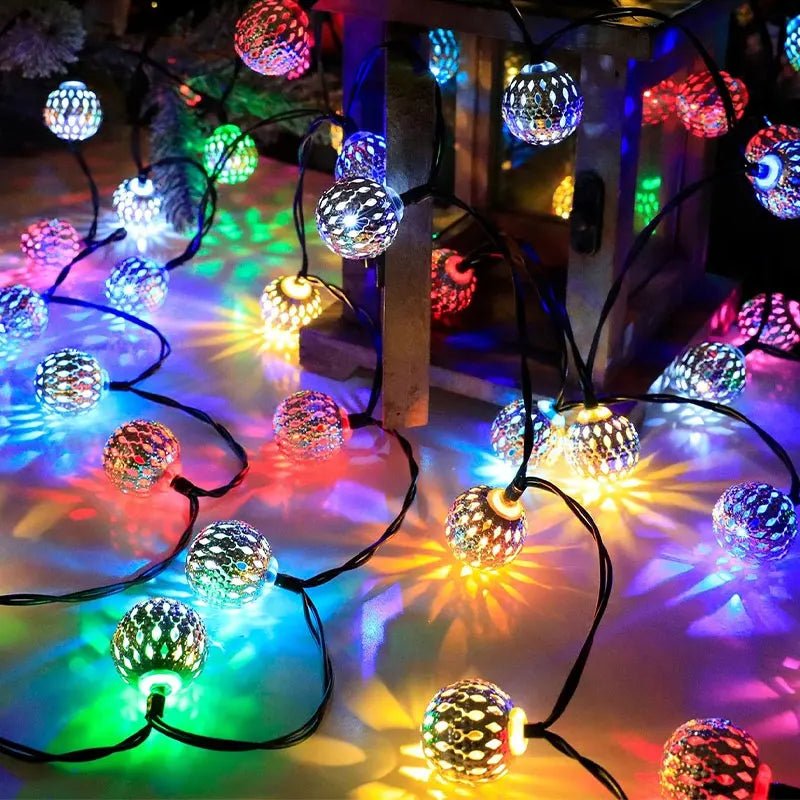 3.5M 10-LED Moroccan Ball String Lights – Battery-Powered Fairy Garland - silverfoxgoods